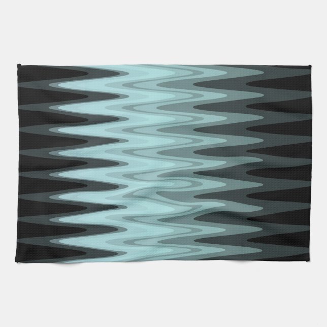 Zig Zag Black Teal Gray Pattern Towel (Horizontal)