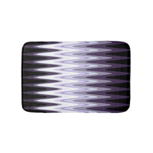 Zig Zag Black White Gray Dark Purple Beige Pattern Bathroom Mat