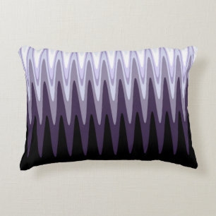 Zig Zag Black White Gray Dark Purple Beige Pattern Decorative Pillow