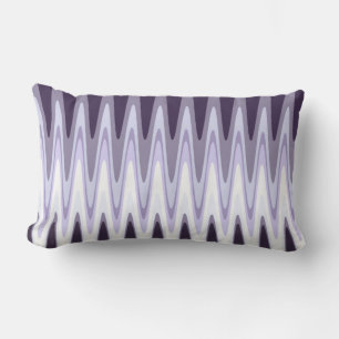 Zig Zag Black White Gray Dark Purple Beige Pattern Lumbar Pillow