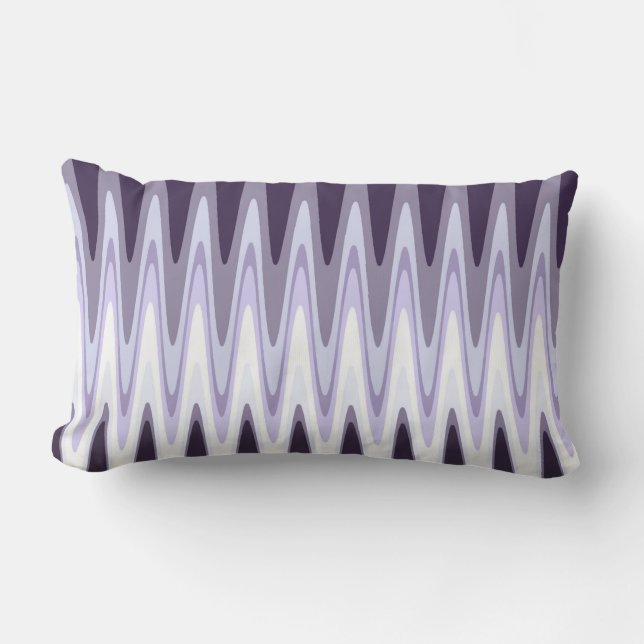 Zig Zag Black White Gray Dark Purple Beige Pattern Lumbar Pillow (Front)