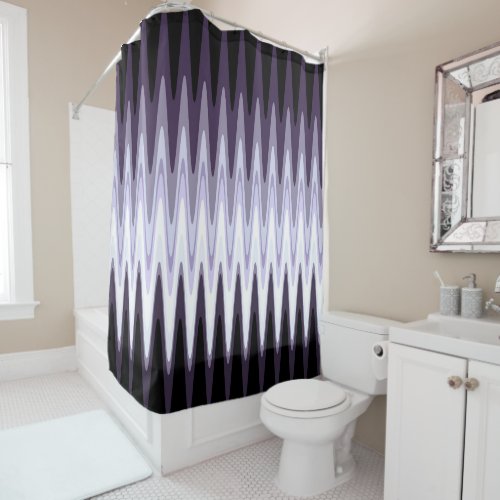 Zig Zag Black White Gray Dark Purple Beige Pattern Shower Curtain