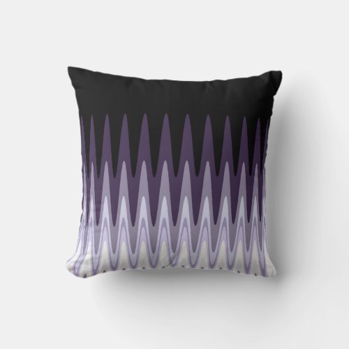 Zig Zag Black White Gray Dark Purple Beige Pattern Throw Pillow