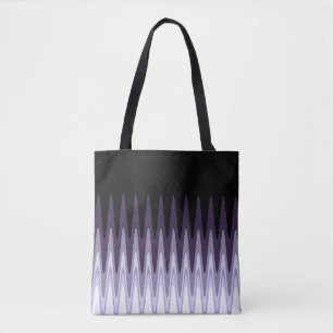 Zig Zag Black White Gray Dark Purple Beige Pattern Tote Bag