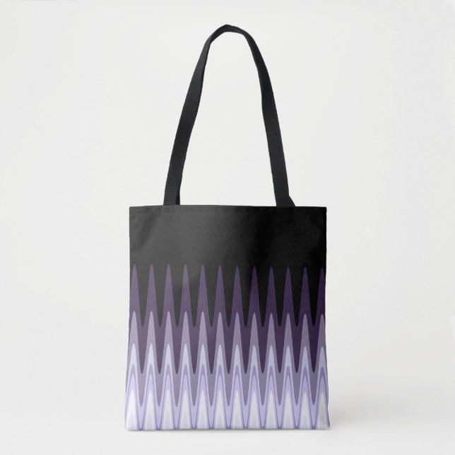 Zig Zag Black White Gray Dark Purple Beige Pattern Tote Bag (Front)