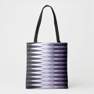 Zig Zag Black White Gray Dark Purple Beige Pattern Tote Bag