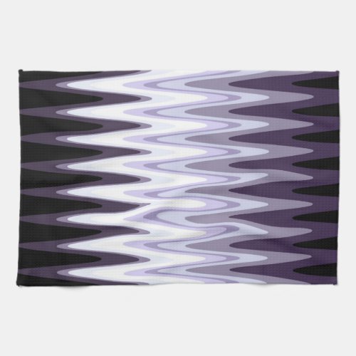 Zig Zag Black White Gray Dark Purple Beige Pattern Towel