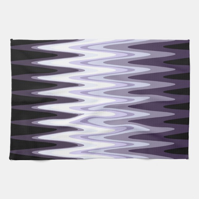 Zig Zag Black White Gray Dark Purple Beige Pattern Towel (Horizontal)