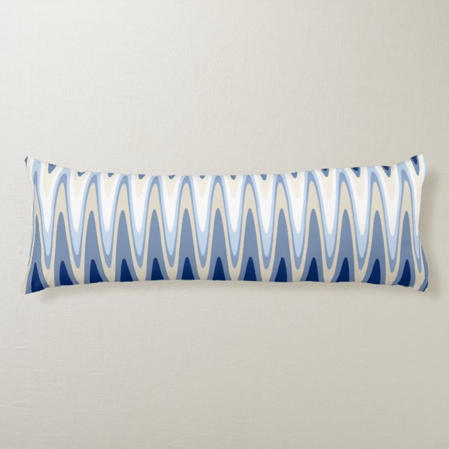 Zig Zag Black White Gray Navy Blue Beige Pattern Body Pillow (Front)