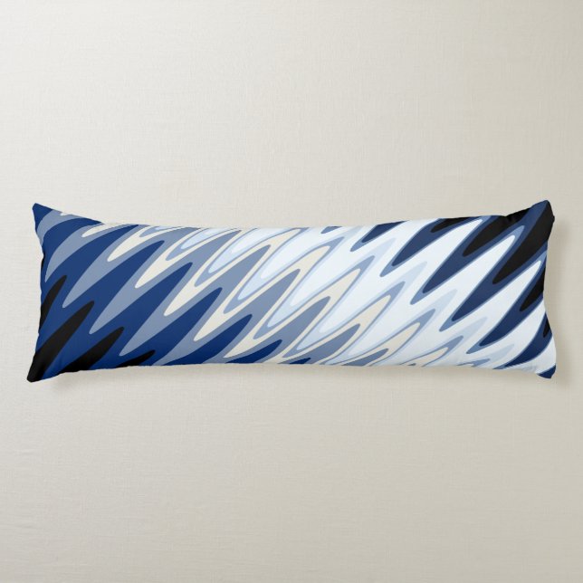 Zig Zag Black White Gray Navy Blue Beige Pattern  Body Pillow (Front)
