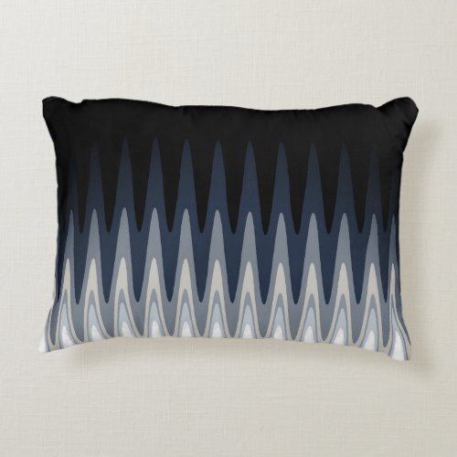 Zig Zag Black White Gray Navy Blue Beige Pattern Decorative Pillow