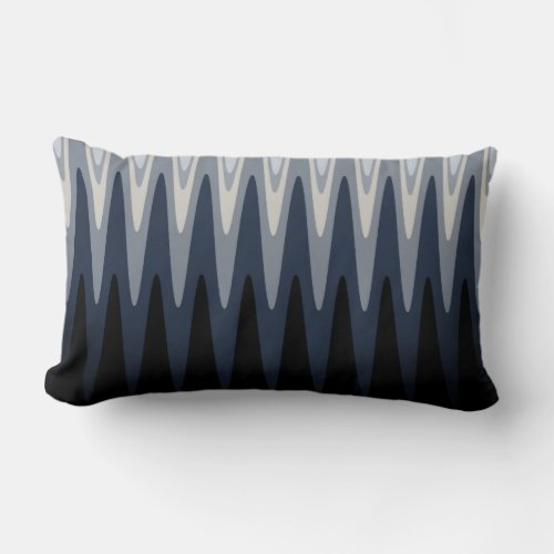 Zig Zag Black White Gray Navy Blue Beige Pattern Lumbar Pillow