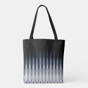 Zig Zag Black White Gray Navy Blue Beige Pattern Tote Bag