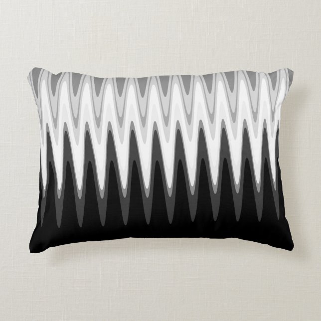 Zig Zag Black White Gray Pattern Accent Pillow (Front)