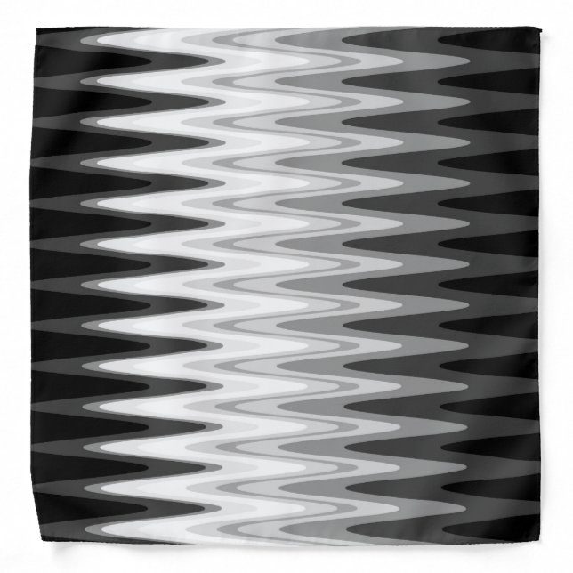Zig Zag Black White Gray Pattern Bandana (Front)