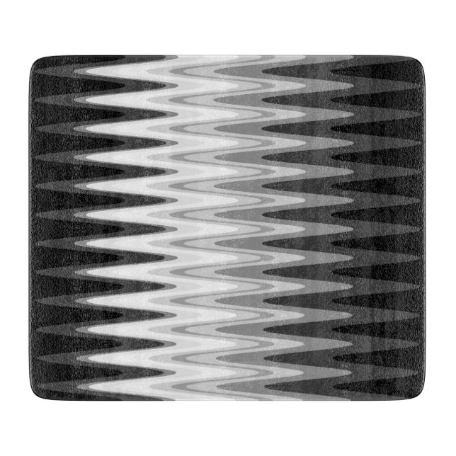 Zig Zag Black White Gray Pattern Cutting Board (Front)