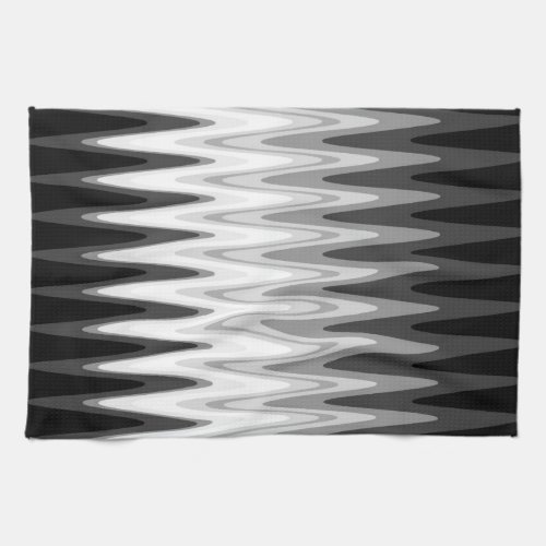 Zig Zag Black White Gray Pattern Kitchen Towel