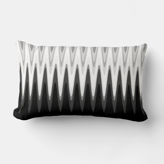 Zig Zag Black White Gray Pattern Lumbar Pillow (Front)