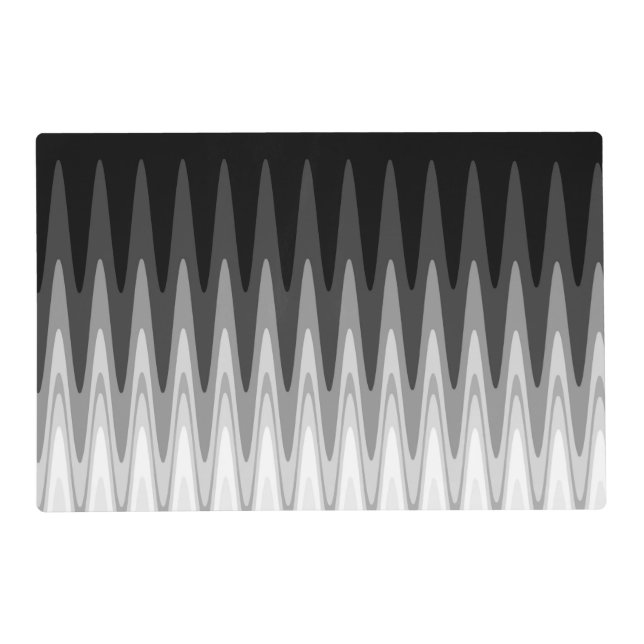 Zig Zag Black White Gray Pattern Placemat (Front)