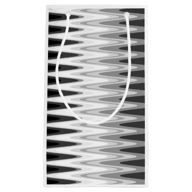 Zig Zag Black White Gray Pattern Small Gift Bag (Front)