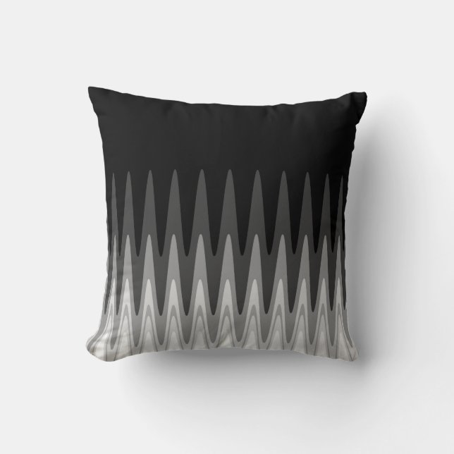 Zig Zag Black White Gray Pattern Throw Pillow (Front)