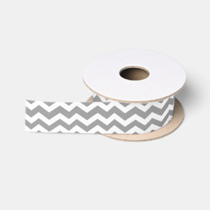 Zig Zag Chevron Custom Background V05 SILVER GRAY. Satin Ribbon