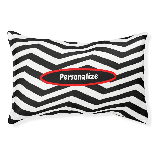 Zig Zag Chevron Stripes Red & Black Cat & Dog Pet Bed (Front)