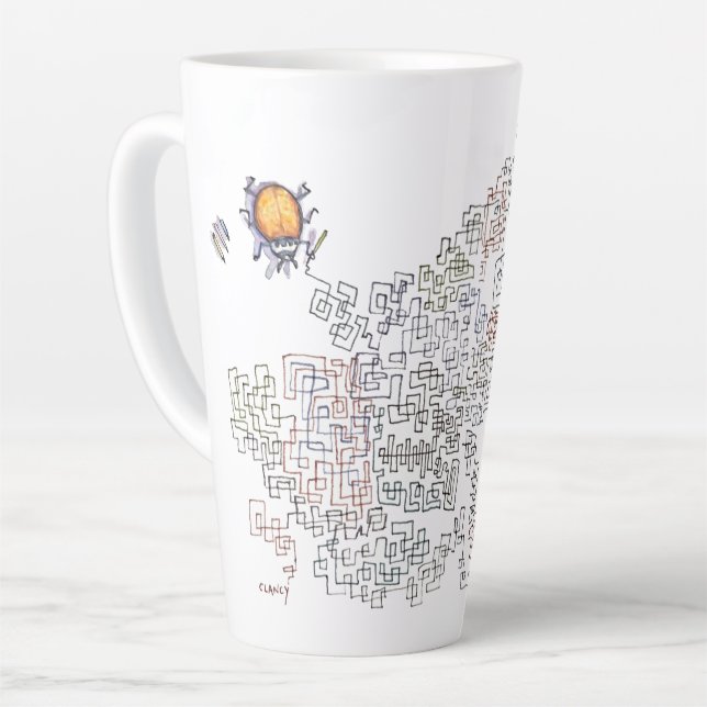 Zig Zag Doodlebug latte mug (Left Angle)