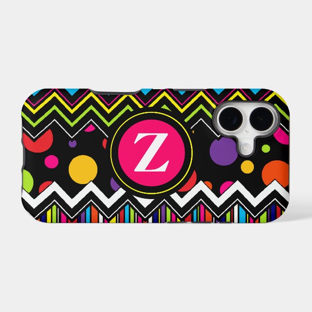 Zig Zag & Dots Iphone Case (Back Horizontal)
