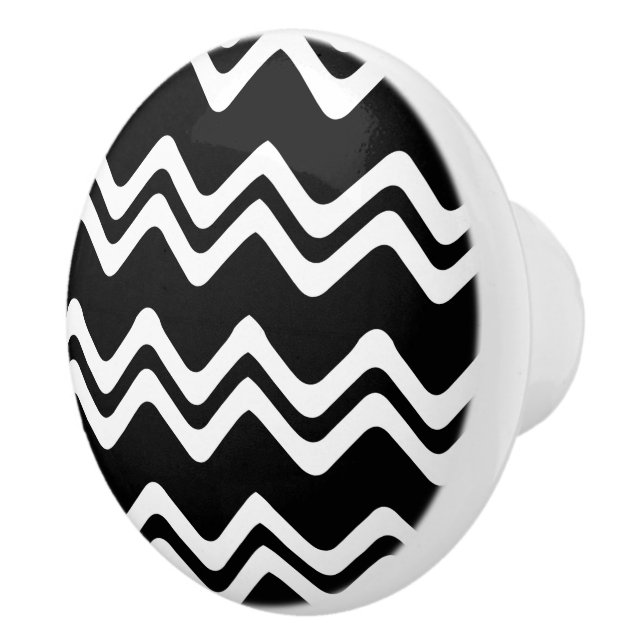 Zig Zag Dual Colored Line Pattern Ceramic Knob (Right)