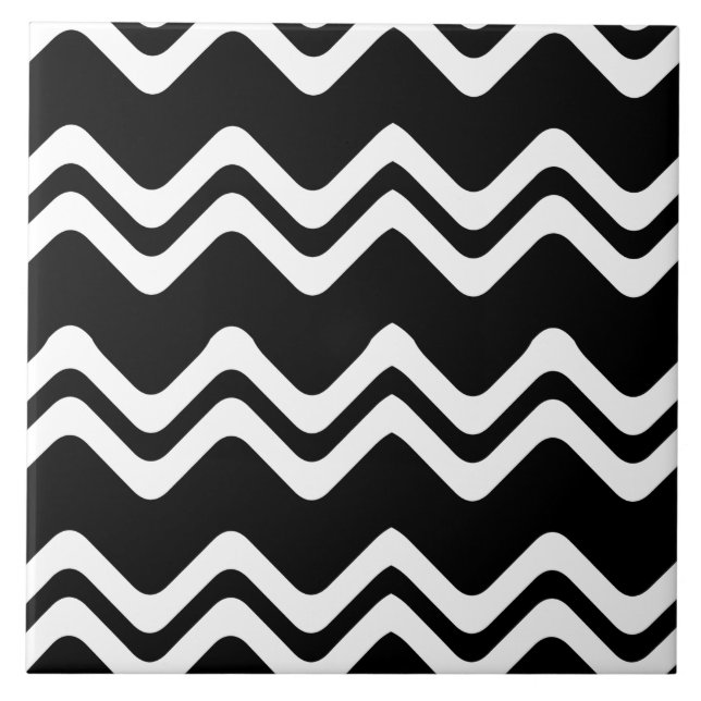 Zig Zag Dual Colored Line Pattern Ceramic Tile (Front)