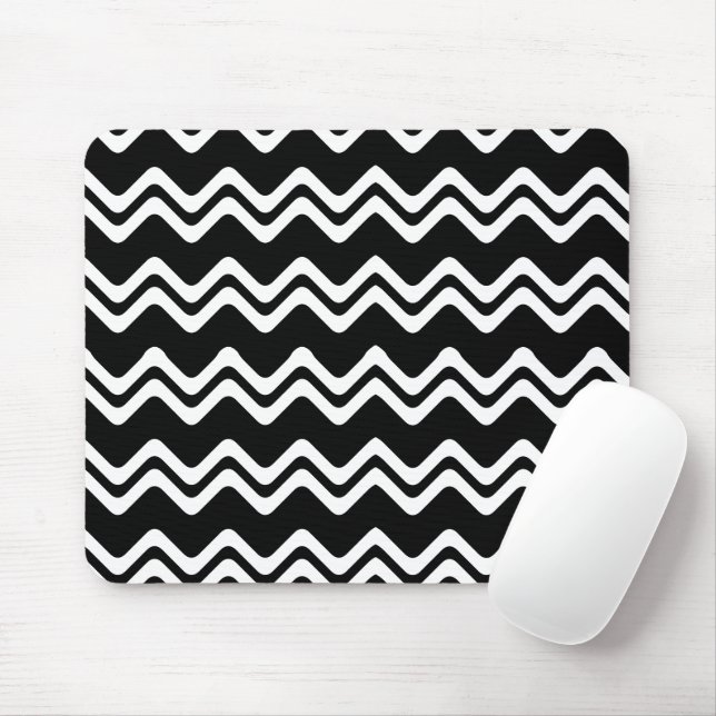 Zig Zag Dual Colored Line Pattern Mouse Pad (With Mouse)