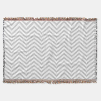 Zig Zag Gray and White Pattern Throw Blanket