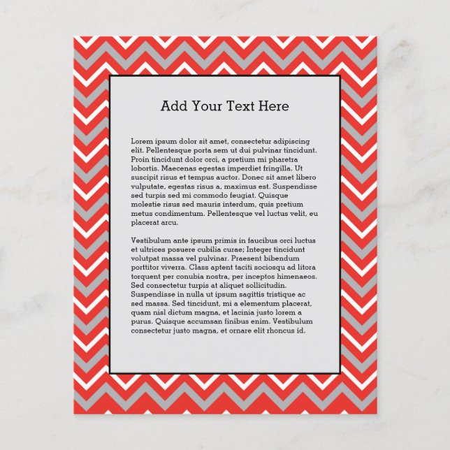 Zig Zag Lines Red White Gray Creative Stripes Flyer (Front)
