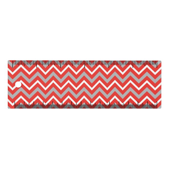 Zig Zag Lines Red White Gray Creative Stripes Ruler (Front)