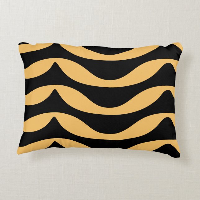 Zig zag lines with gold pattern accent pillow (Back)
