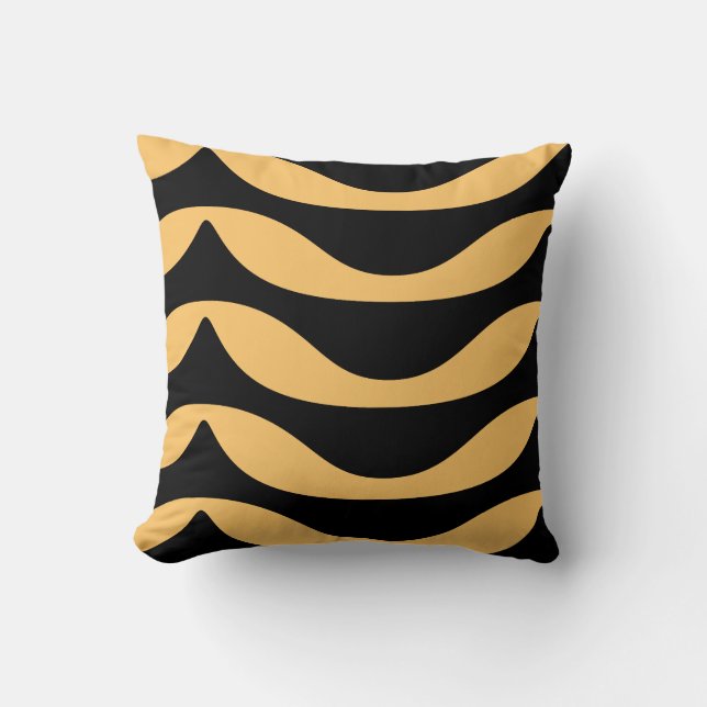 Zig zag lines with gold pattern throw pillow (Front)