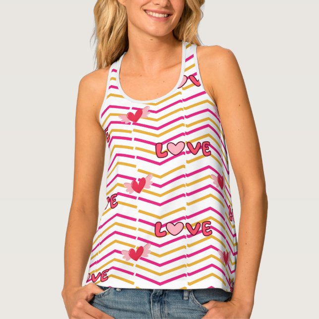 Zig zag love pattern tank top (Front)