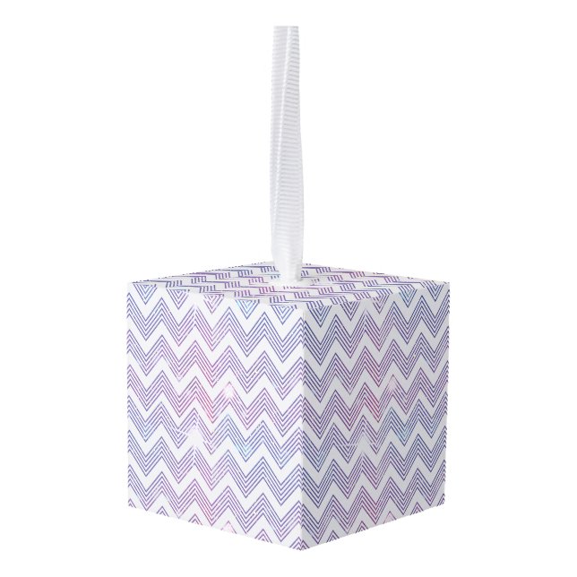 Zig Zag Pattern Cube Ornament (Back Angled)