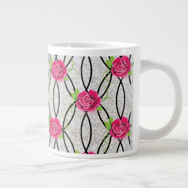 Zig Zag Pattern, flower Giant Coffee Mug (Right)