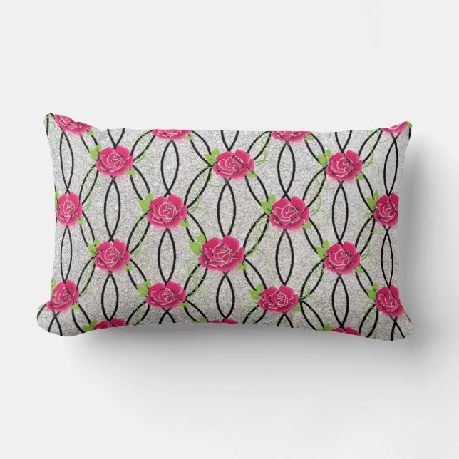 Zig Zag Pattern, flower Lumbar Pillow (Front)