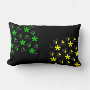 Zig zag pattern with flowers lumbar pillow