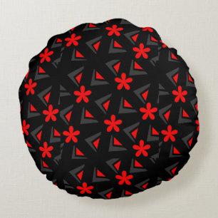 Zig zag pattern with flowers round pillow