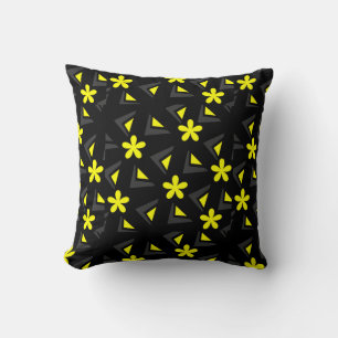 Zig zag pattern with flowers throw pillow