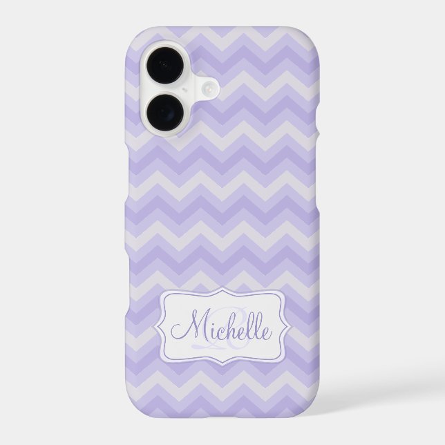 Zig zag patterned purple name initial  Case-Mate iPhone case (Back)