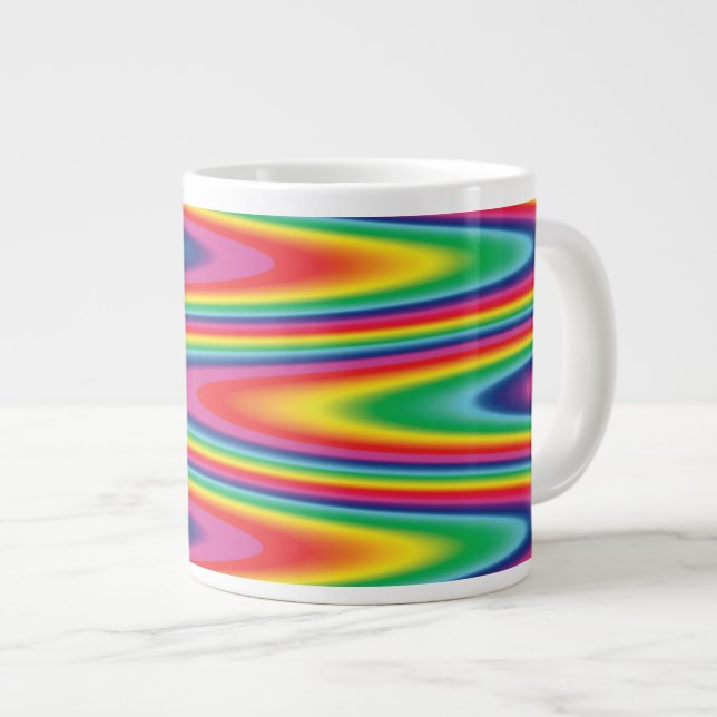 Zig Zag Psychedelic Rainbow Pattern Giant Coffee Mug (Front Right)