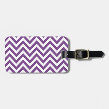 Zig Zag Purple And White Striped Template Pattern Luggage Tag by ZigZag_ at Zazzle
