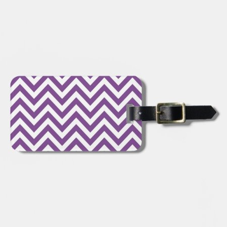 Zig Zag Purple And White Striped Template Pattern Luggage Tag