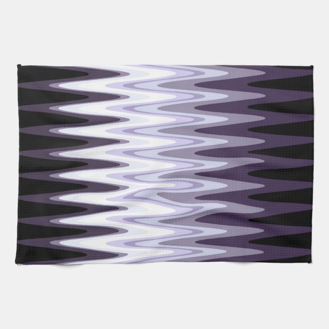 Zig Zag Purple White Gray Pattern Kitchen Towel (Horizontal)