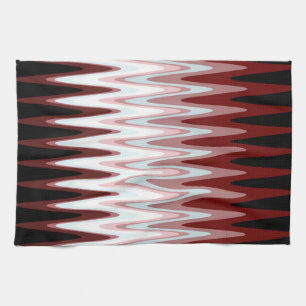 Zig Zag Red White Gray Pattern Kitchen Towel